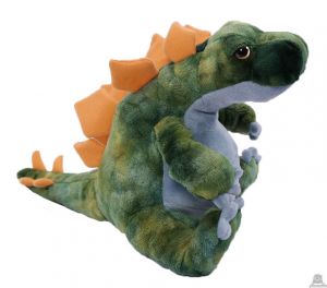 Pluche zittende Dinosaurus Groen 30 cm