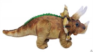 Geprinte stoffen staande Dinosaurus Triceratops beige 36 cm