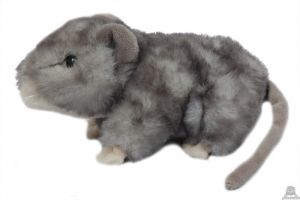 Liggende pluche Muis donker grijs 16 cm