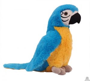 Pluche zittende Papegaai blauw 24 cm