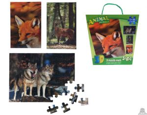 3 in 1 puzzel bosdieren 3D afbeelding