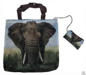 Stoere vouwtas met opbergzakje olifantenprint.