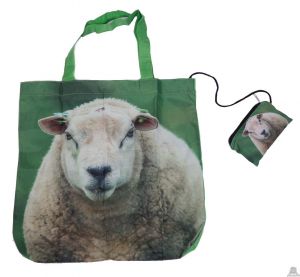 Stoere vouwtas met opbergzakje schapenprint.