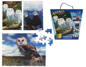 3 in 1 puzzel roofvogels 3D afbeelding