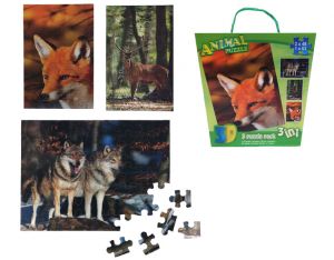 3 in 1 puzzel bosdieren 3D afbeelding