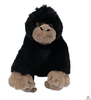 Zittende pluche gorilla zwart 20 cm.