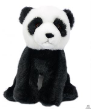 Pluche zittende Panda 20 cm met halsband en naam