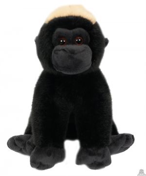 Zittende pluche gorilla zwart 20 cm.