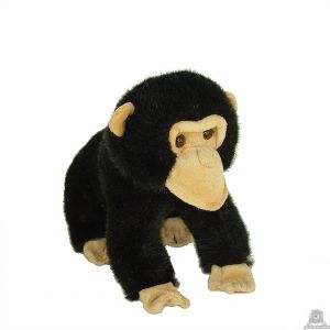 Zittende pluche chimpansee beide van 25 CM.