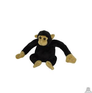 Zittende soft-pluche chimpansee beide van 13 CM.