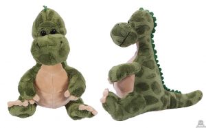 Pluche zittende Dinosaurus Groen Rose 30 cm