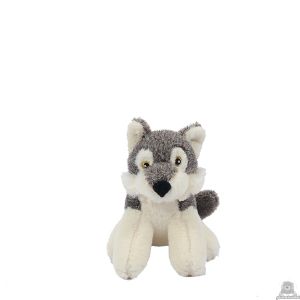 Zittende pluche wolf beide van 12 CM.