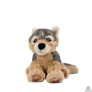 Zittende soft-pluche wolf beide van 23 CM.