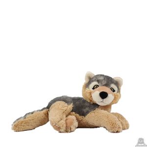 Liggende soft-pluche wolf beide van 26 CM.