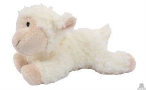 Pluche liggend Schaap met geborduurde oogjes 20 cm