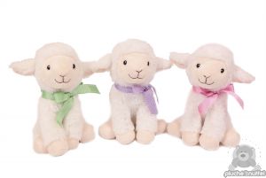 Pluche zittend Schaap met strik 3 assorti 18 cm 