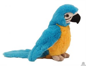 Pluche zittende Papegaai blauw 20 cm