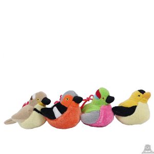 Hangende pluche vogel beide van 7 CM.