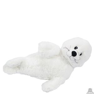 Liggende soft-pluche zeehond beide van 35 CM.