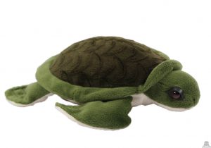 Liggende pluche schildpad beide van 30 CM.