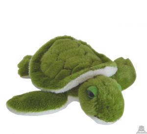 Liggende pluche schildpad beide van 13 CM.