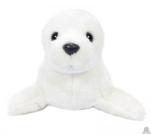 Liggende pluche zeehond wit 26 cm.