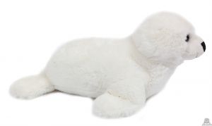 Liggende pluche zeehond wit 31 cm.
