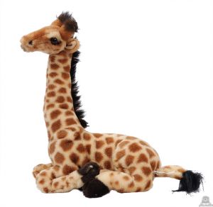 Zittende pluche giraffe beide van 30 CM.