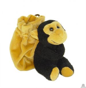 Zittende pluche chimpansee beide van 12 CM.