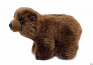 Zittende pluche grizzlybeer van 21 cm