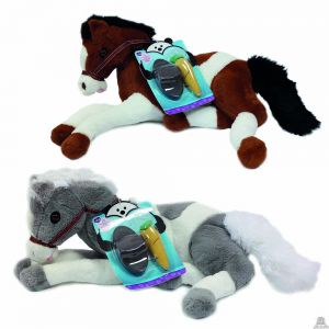 Liggende pluche Paard 50 cm in 2 kleuren.