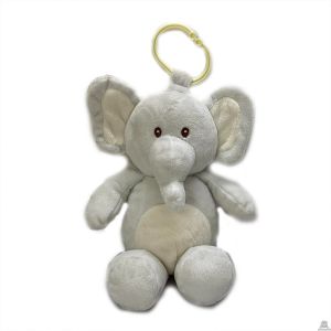 Zittende pluche rammelaar olifant grijs 25 cm OP=OP