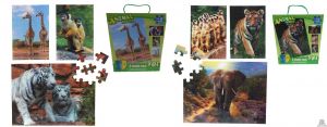 3 in 1 puzzel wilde dieren 3D afbeelding