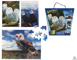 3 in 1 puzzel roofvogels 3D afbeelding