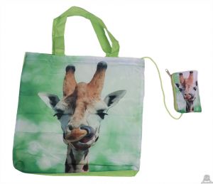 Stoere vouwtas met opbergzakje giraffeprint.