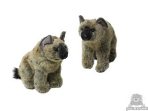 Zittende pluche hyena beide van 26 CM.