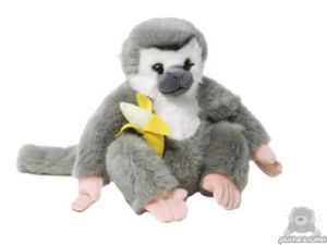 Zittende pluche gibbon beide van 20 CM.