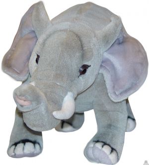 Staande pluche olifant beide van 42 CM.