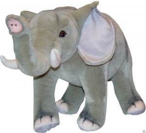 Staande pluche olifant beide van 48 CM.