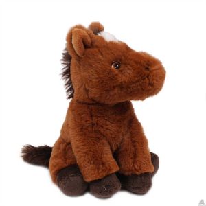 Pluche zittend paard bruin 20 cm.