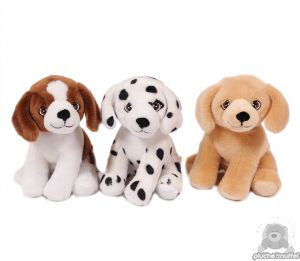 Zittende pluche hond 3 assorti 16 cm