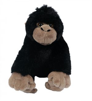 Zittende pluche gorilla zwart 20 cm.
