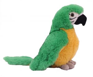 Pluche zittende Papagaai Groen 20 cm
