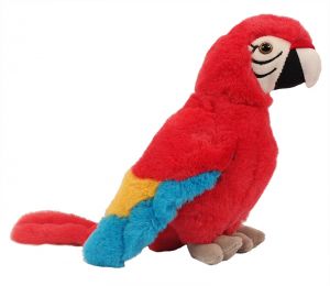 Pluche zittende Papegaai rood 24 cm