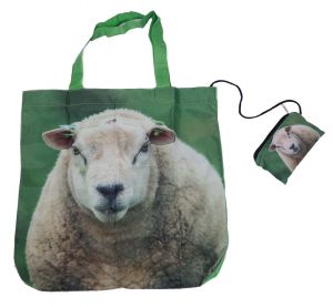 Stoere vouwtas met opbergzakje schapenprint.